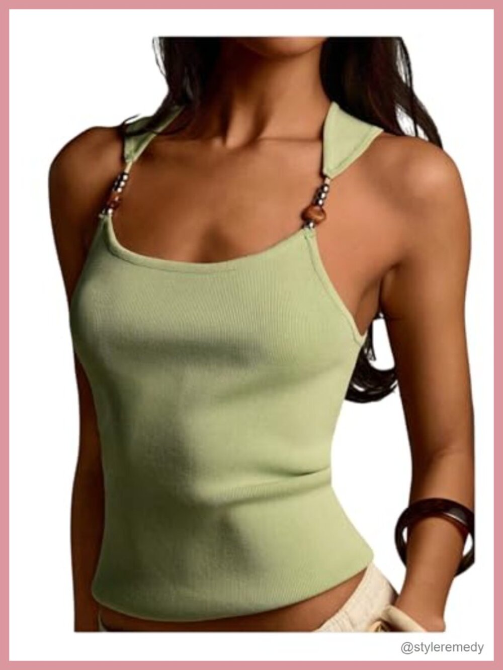 Beaded Scoop Neck Tank Top Sleeveless Slim Fit Summer Party